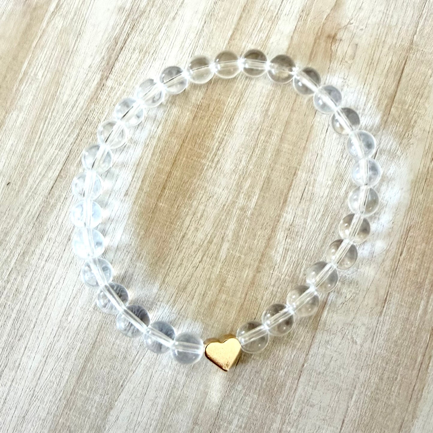 Crystal Quartz with a Gold Filled Heart Bracelet