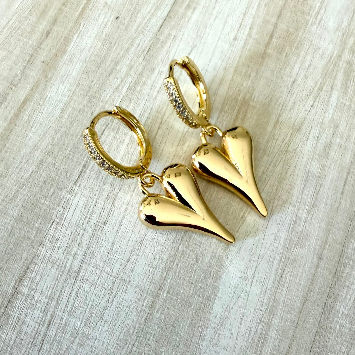 Mini Cubic Zirconia hoops with Hearts