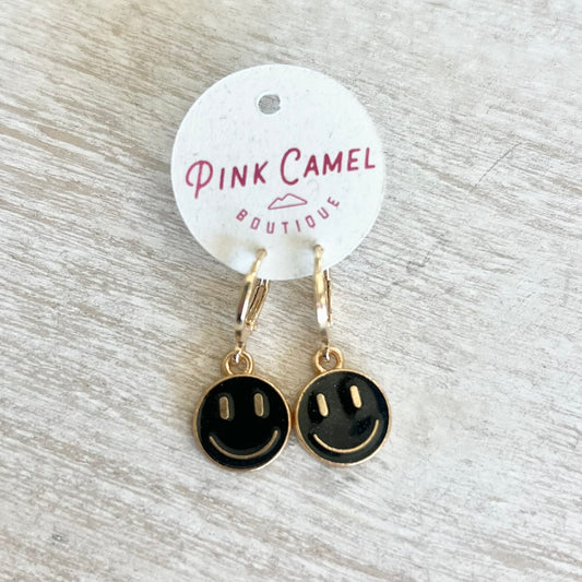 Smiley Face Mini Hoops (Black)