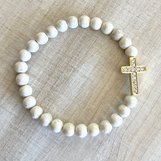 Riverstone & Crystal Cross Bracelet
