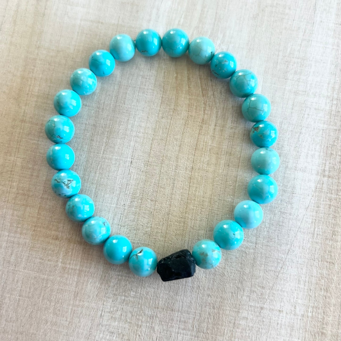 Turquoise & Black Tourmaline Bracelet