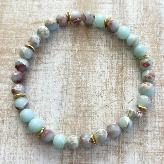 Imperial Jasper & Brushed Gold Bracelet