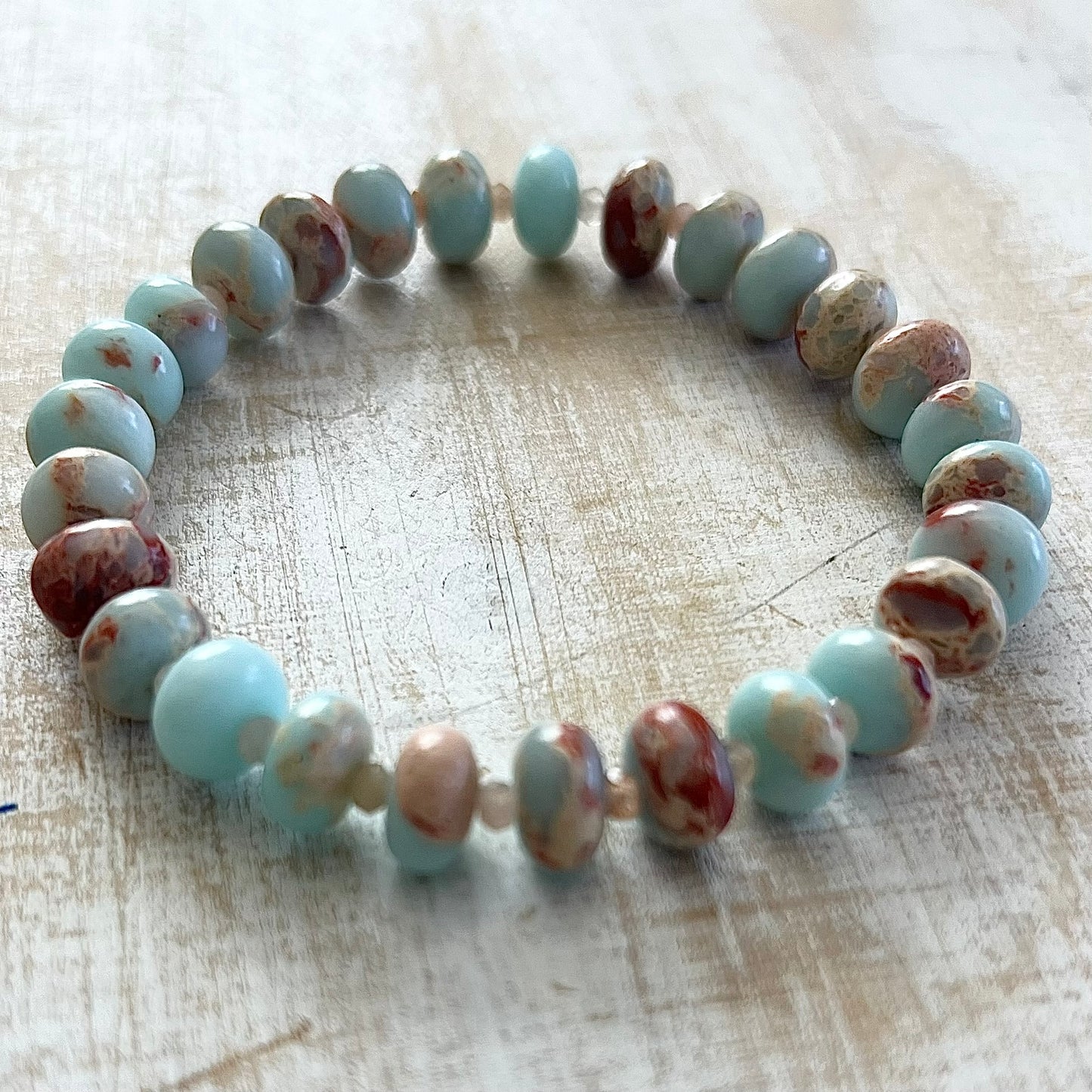 Imperial Jasper & Peach Moonstone Bracelet