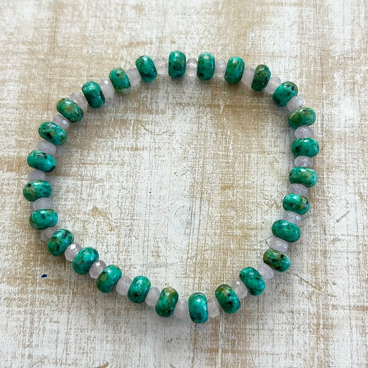 Rondel African Turquoise & Rose Quartz Bracelet