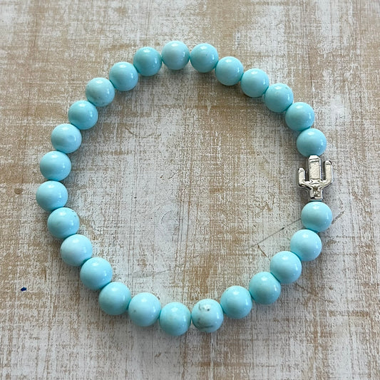 Light Turquoise & Silver Cactus Bracelet
