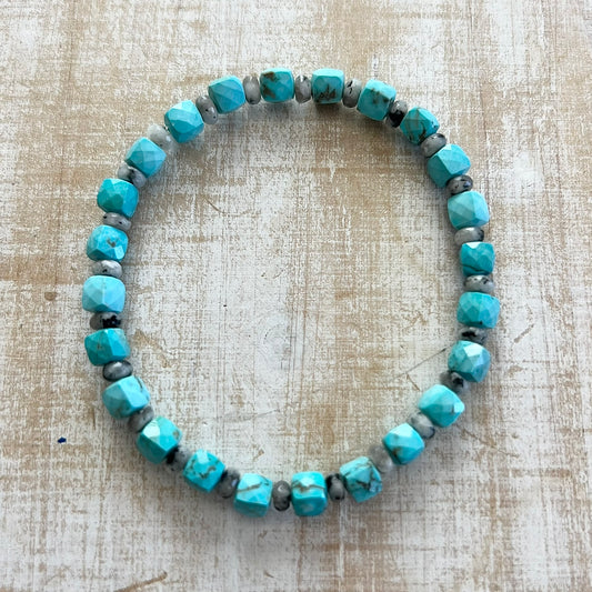 Turquoise with Black & White Agate Bracelet