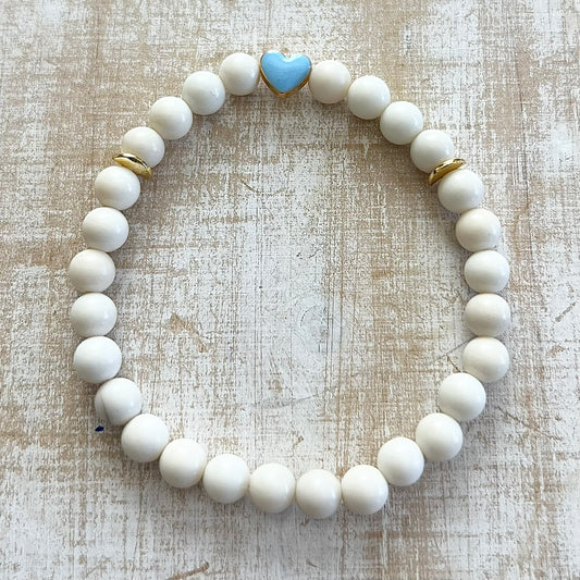Ivory Jasper & Blue Heart Bracelet