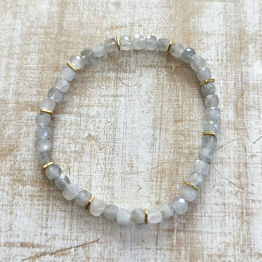 Labradorite & Brushed Gold Bracelet
