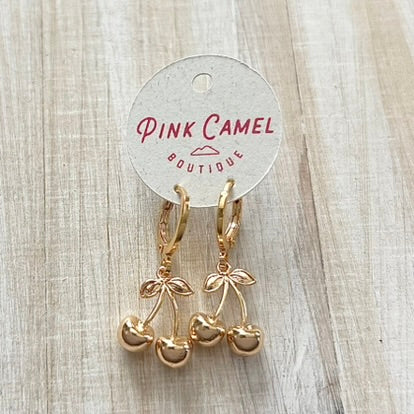 Mini Gold Hoops with Cherries