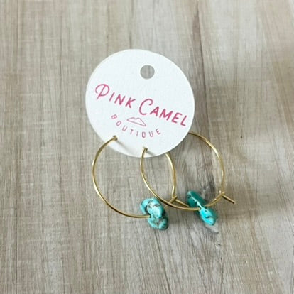 Gold Filled Hoops with Turquoise