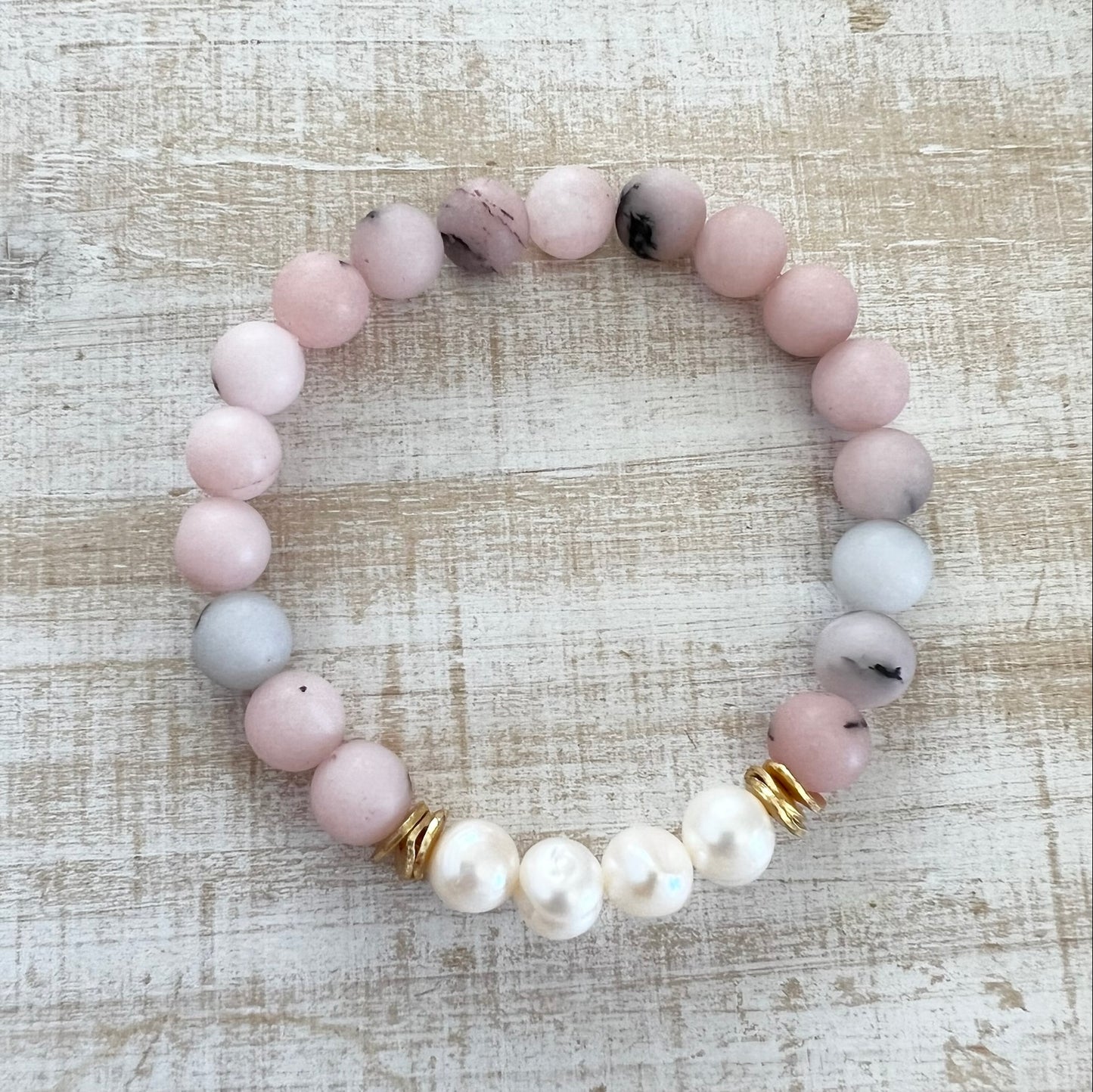 Pink Opal & Pearl Bracelet