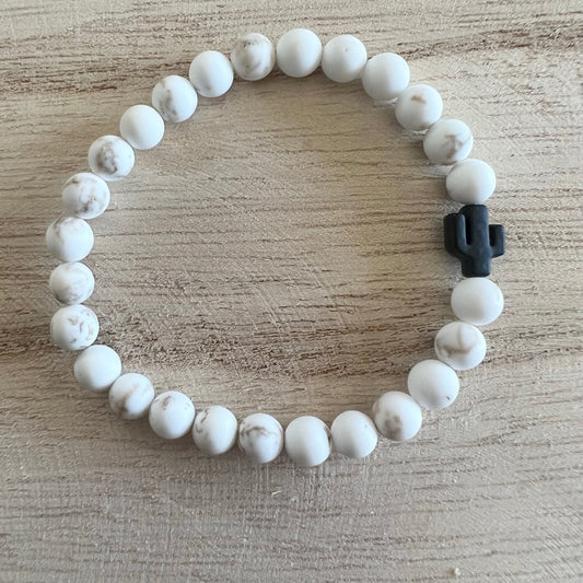 Howlite Black Cactus Bracelet