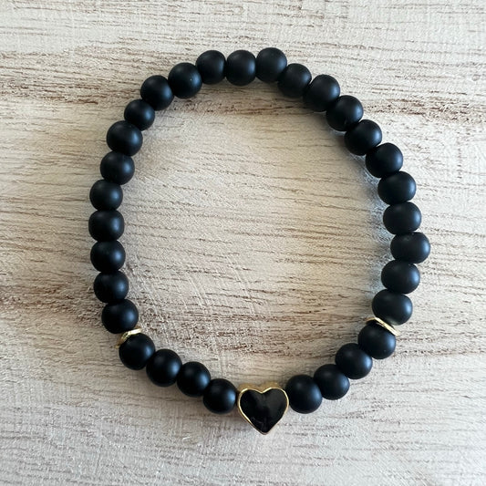 Onyx Heart Bracelet