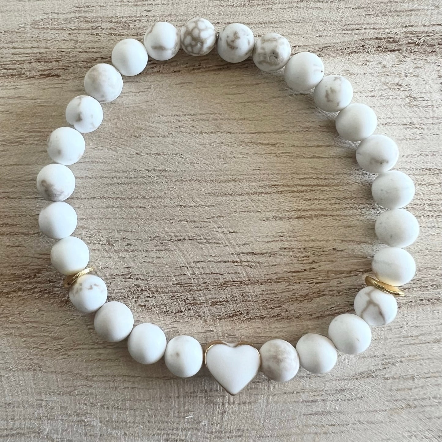 Howlite Heart Bracelet