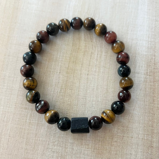 Tiger Eye & Black Tourmaline Bracelet
