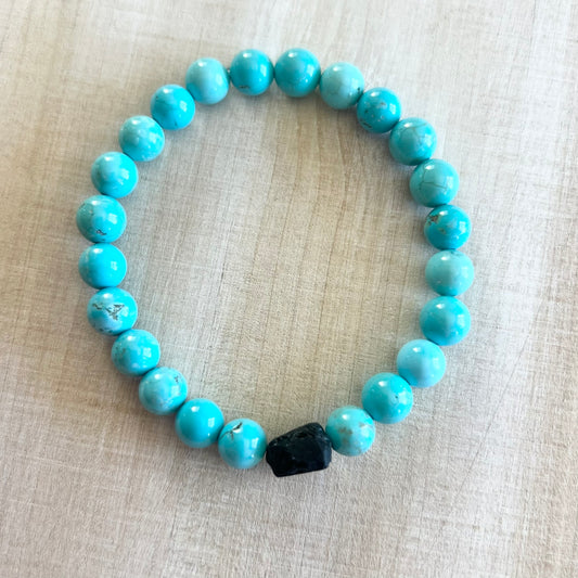 Turquoise & Black Tourmaline Bracelet