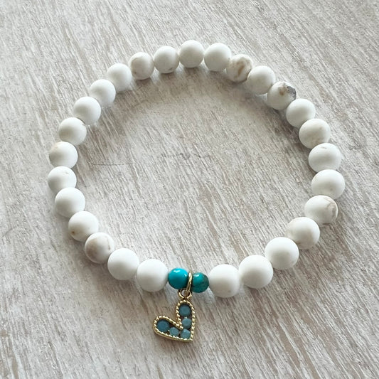 Howlite Turquoise Heart Bracelet