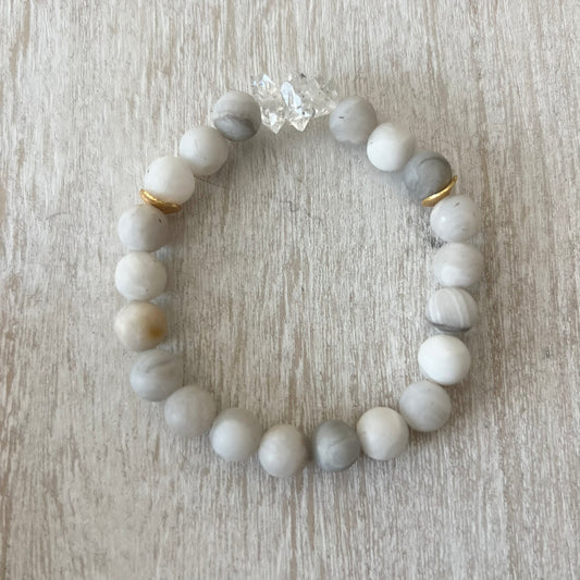 White Agate & Himalayan Crystal Bracelet