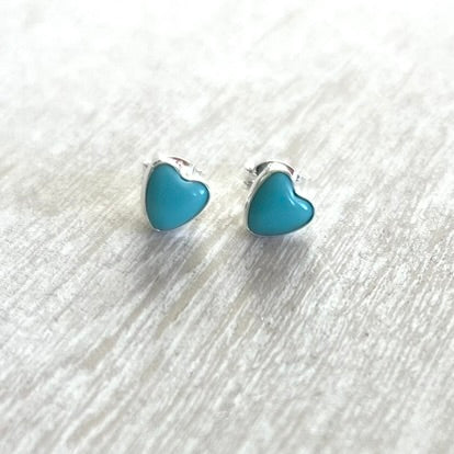 Sterling Silver Turquoise Heart Studs