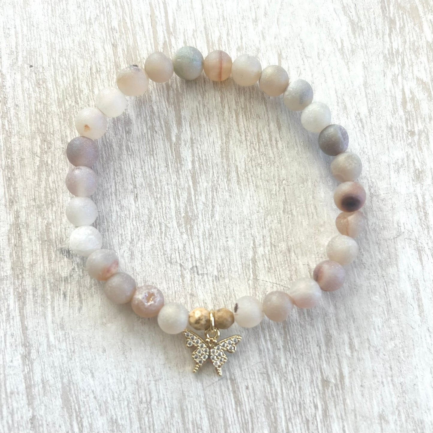 Druzy Agate & Butterfly Bracelet